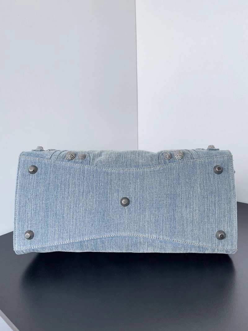 Balenciaga Neo Cagole Distressed Denim Motorcycle Bag UrbanStyle 72668