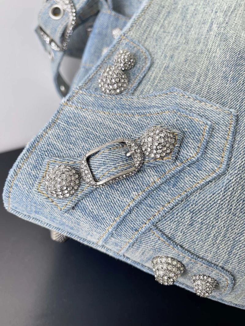 Balenciaga Neo Cagole Distressed Denim Motorcycle Bag UrbanStyle 72668