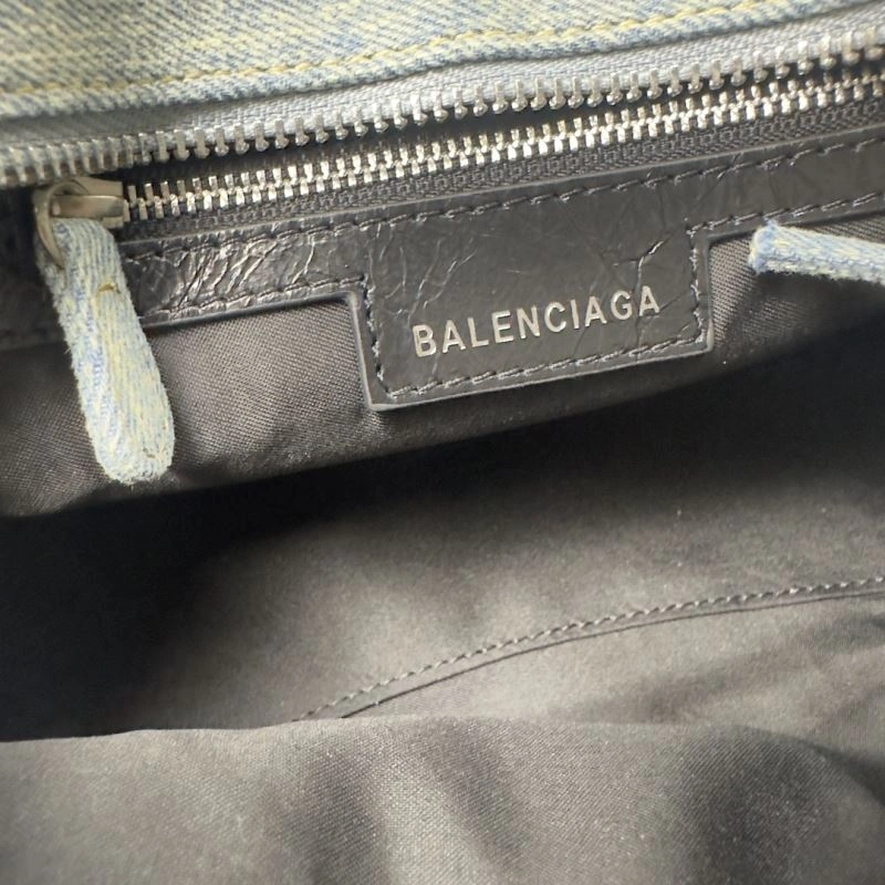 Effortless Balenciaga Neo Cagole Distressed Denim Motorcycle Bag 72677