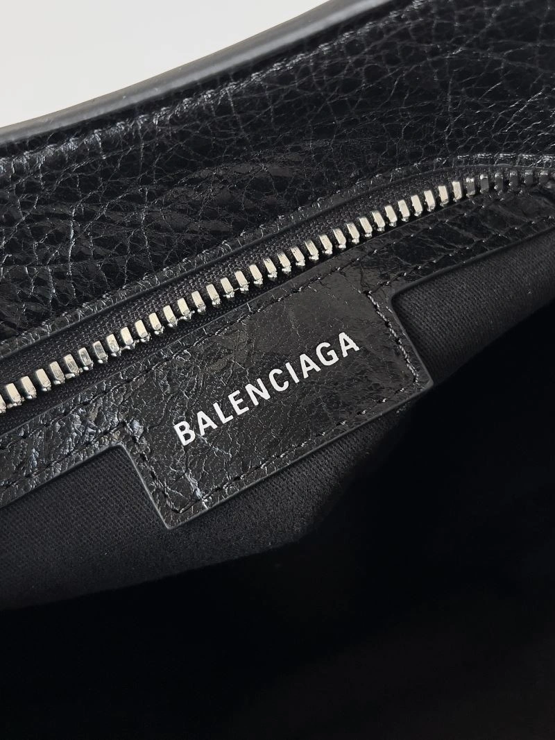 Timeless Balenciaga Neo Cagole Distressed Lambskin Motorcycle Bag with Mirror 66954
