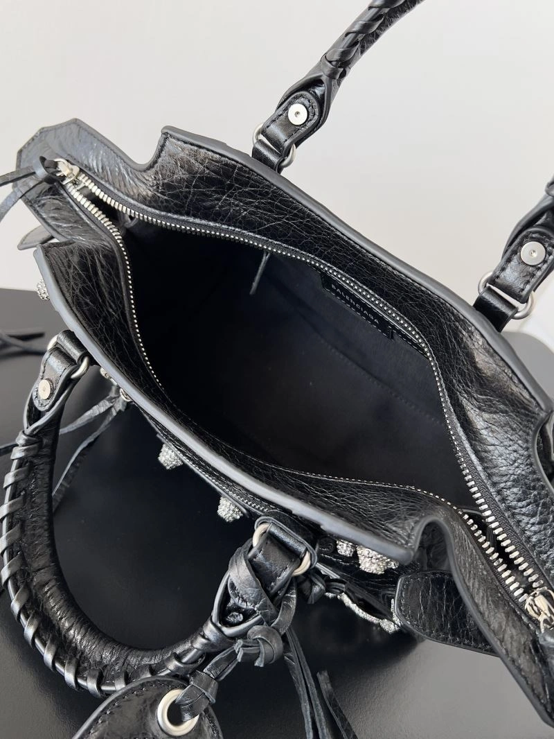 Timeless Balenciaga Neo Cagole Distressed Lambskin Motorcycle Bag with Mirror 66954