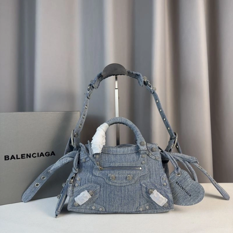 Comfortable Balenciaga Neo Cagole Heart Mirror Denim Motorcycle Bag 78778