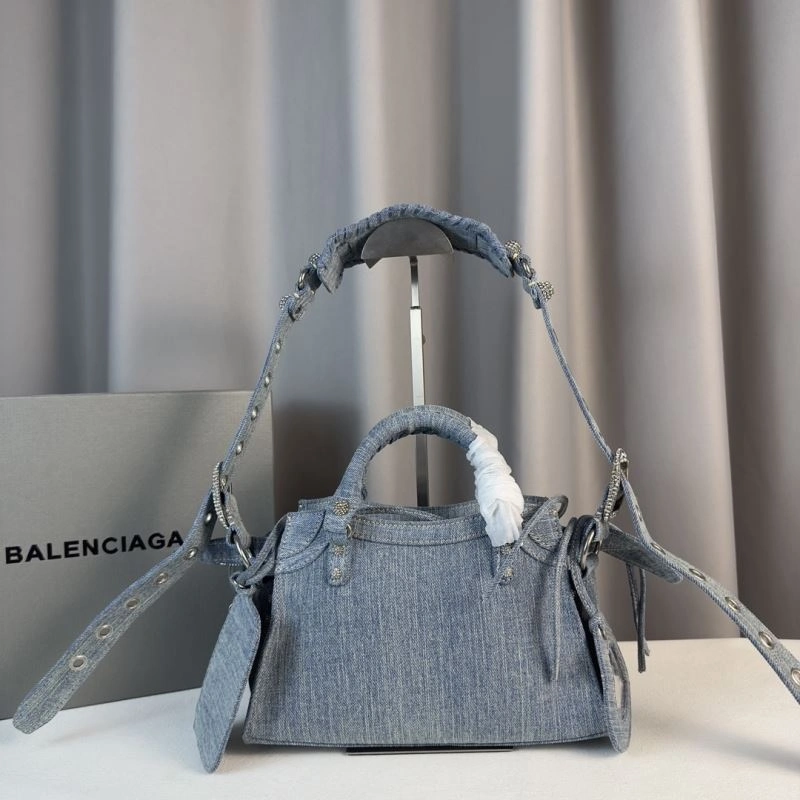 Comfortable Balenciaga Neo Cagole Heart Mirror Denim Motorcycle Bag 78778
