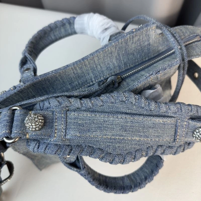 Comfortable Balenciaga Neo Cagole Heart Mirror Denim Motorcycle Bag 78778