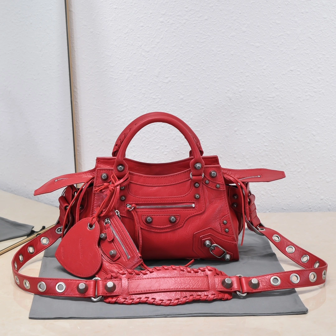 Balenciaga Neo Cagole Heart Mirror Red Lambskin Bag Soft 60969