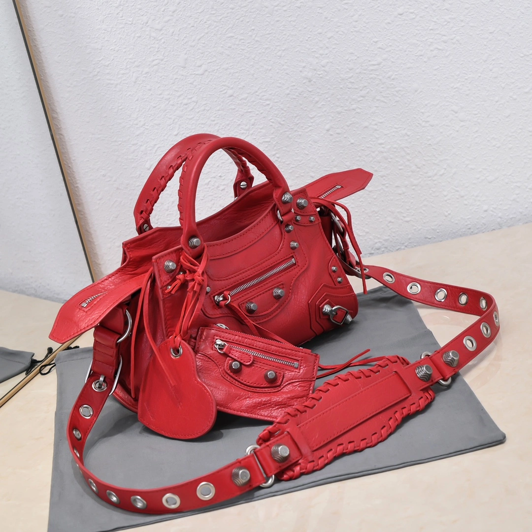 Balenciaga Neo Cagole Heart Mirror Red Lambskin Bag Soft 60969