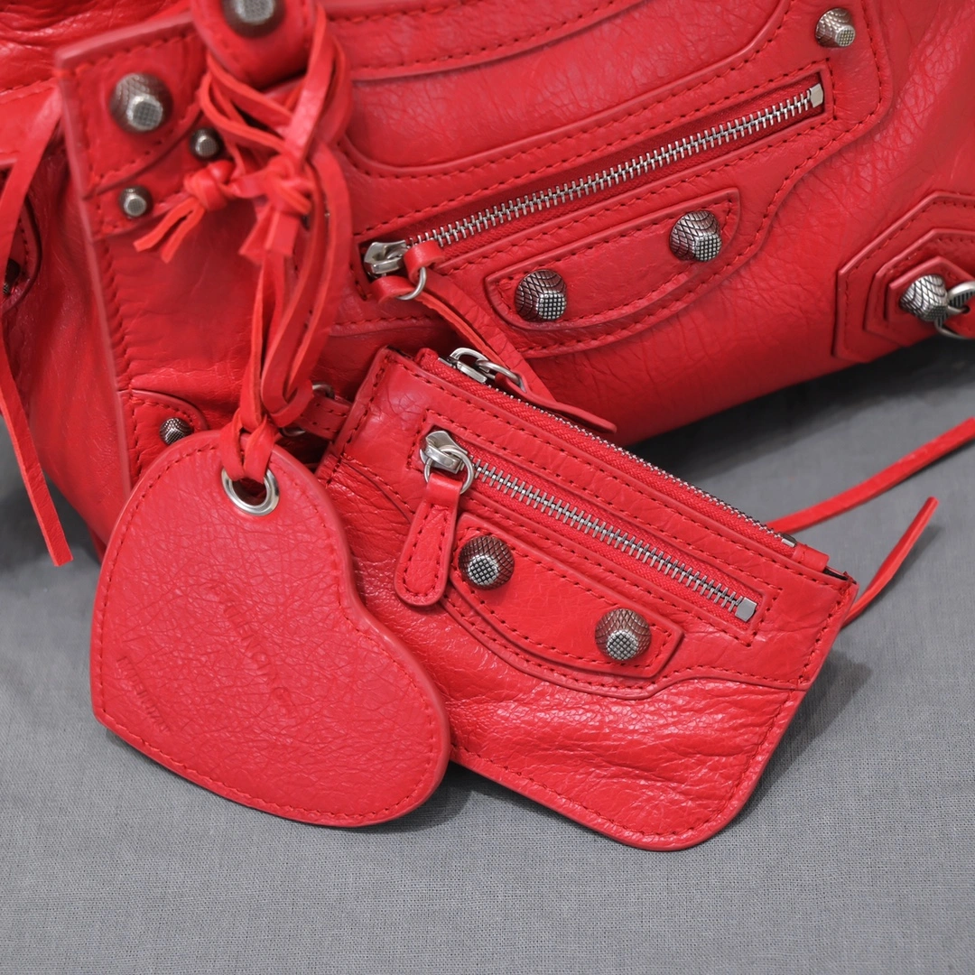 Balenciaga Neo Cagole Heart Mirror Red Lambskin Bag Soft 60969