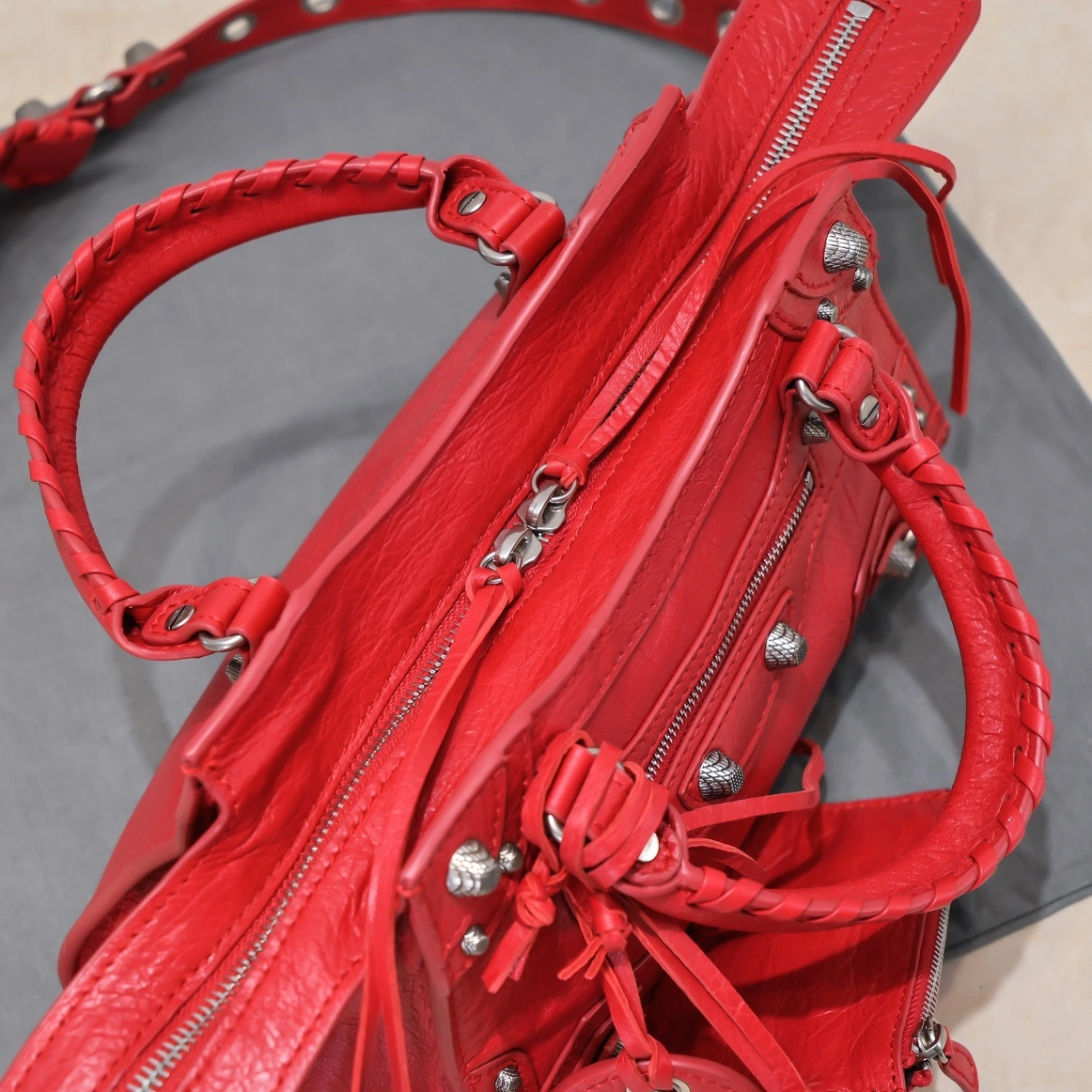 Balenciaga Neo Cagole Heart Mirror Red Lambskin Bag Soft 60969