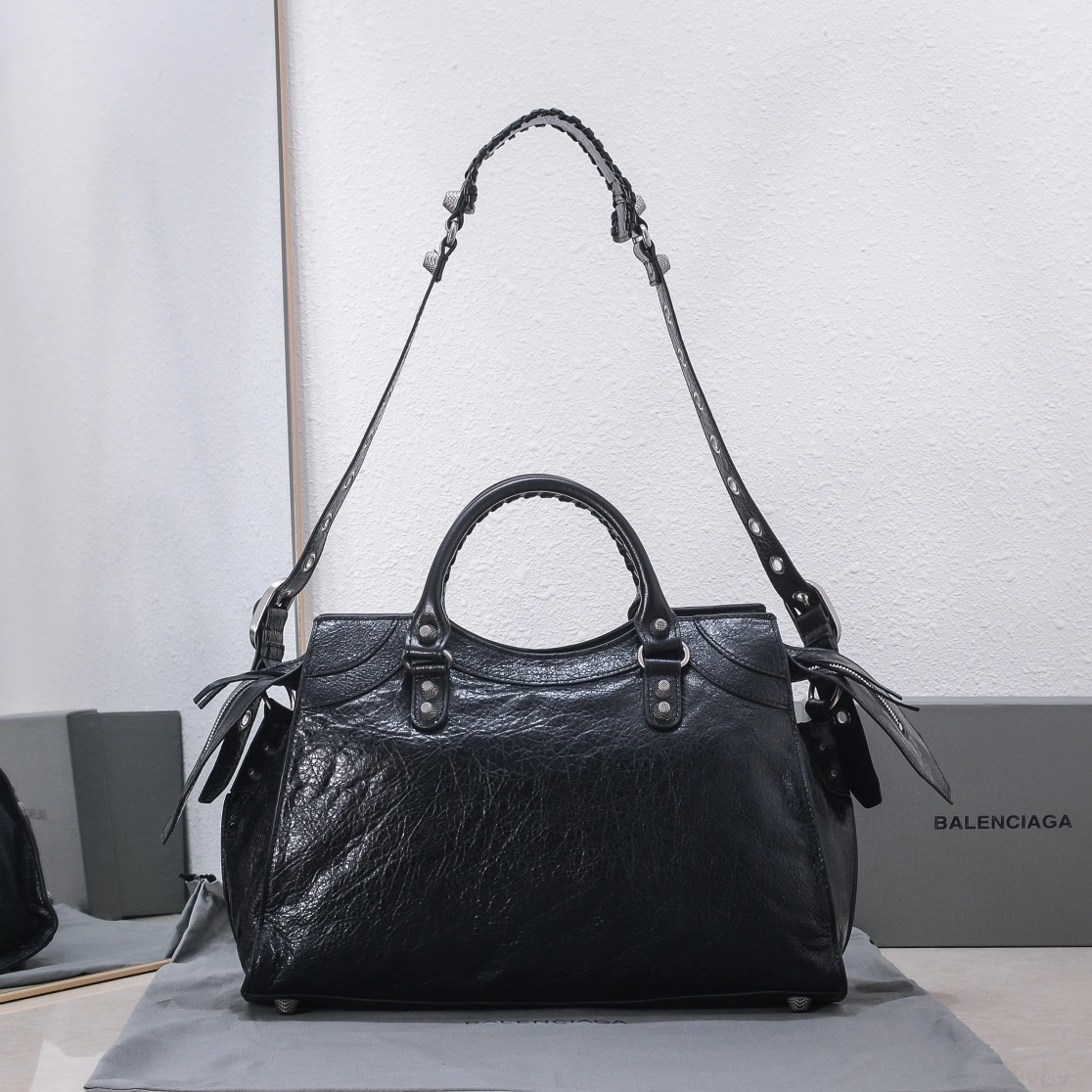 WeatherProof Balenciaga Neo Cagole Large Motorcycle Bag with Heart Mirror 60948