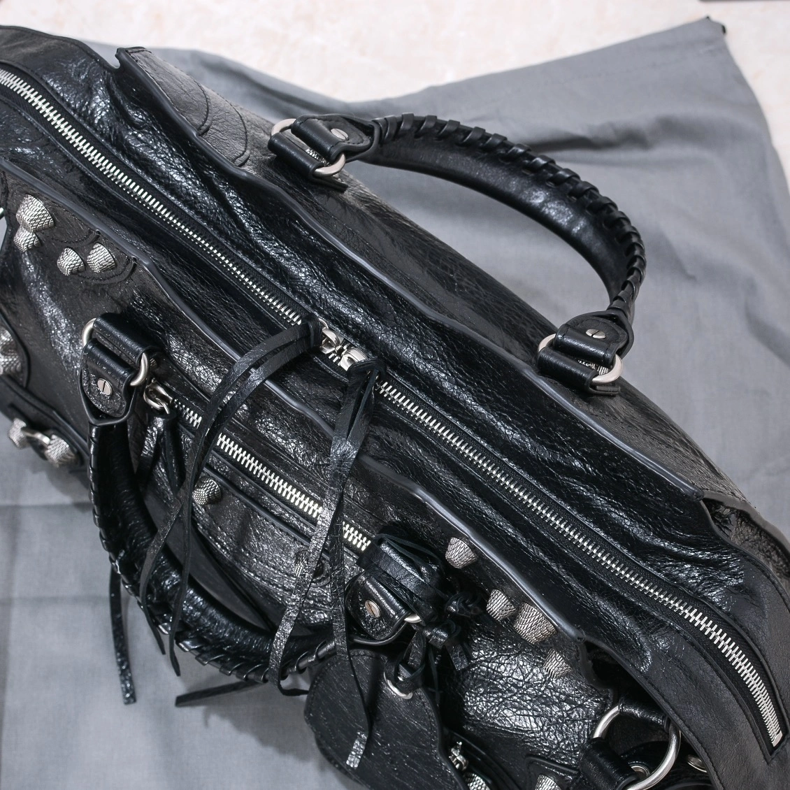 WeatherProof Balenciaga Neo Cagole Large Motorcycle Bag with Heart Mirror 60948