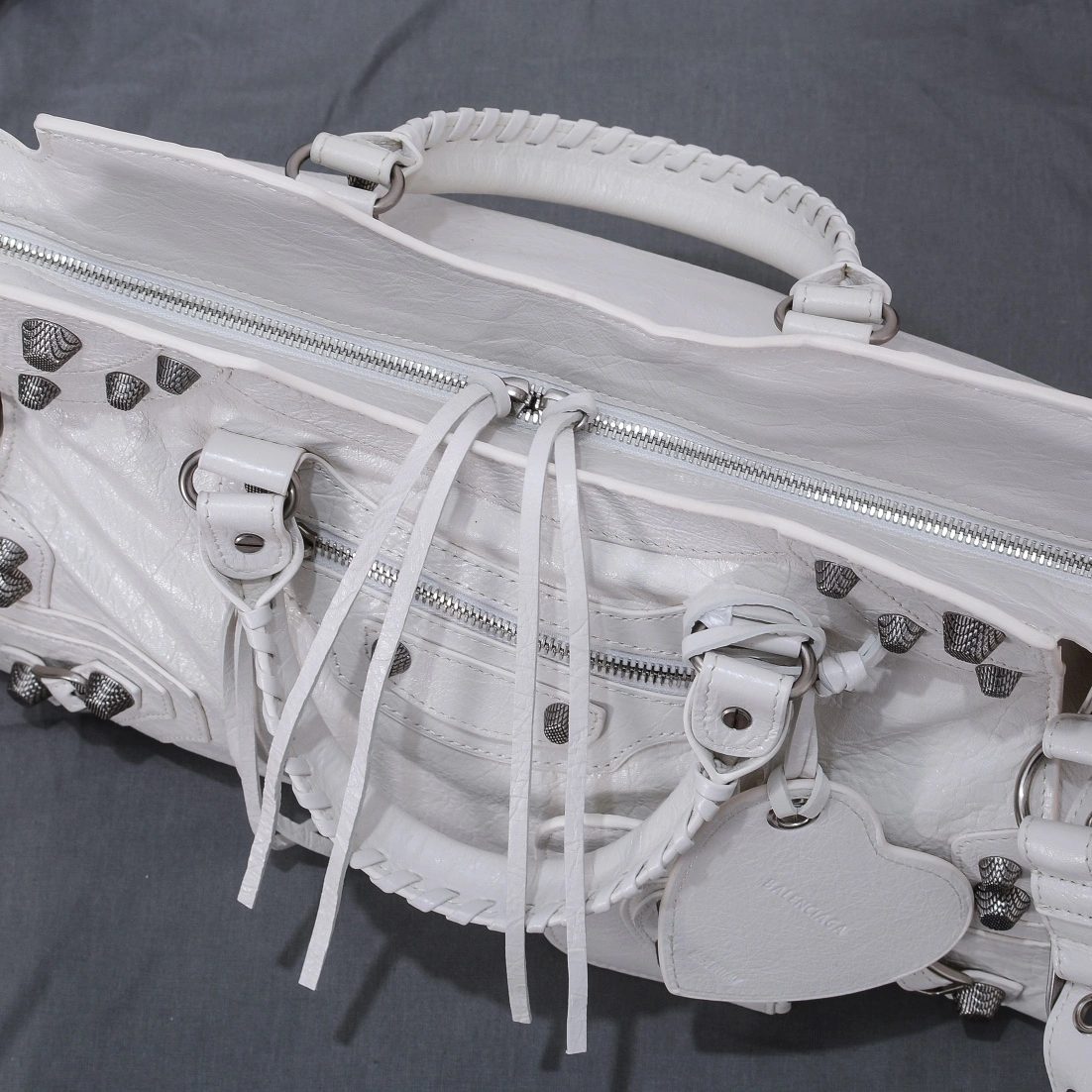 Balenciaga Neo Cagole Large White Motorcycle Bag Cozy 60991