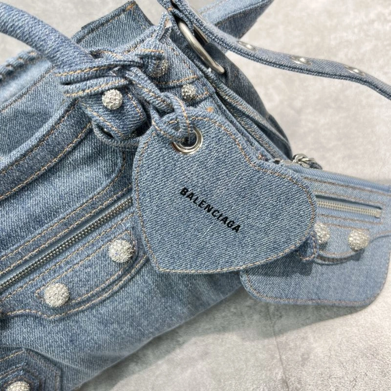 MultiPurpose Balenciaga Neo Cagole Studded Denim Motorcycle Bag - Special Price 72678