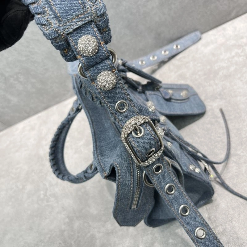 MultiPurpose Balenciaga Neo Cagole Studded Denim Motorcycle Bag - Special Price 72678