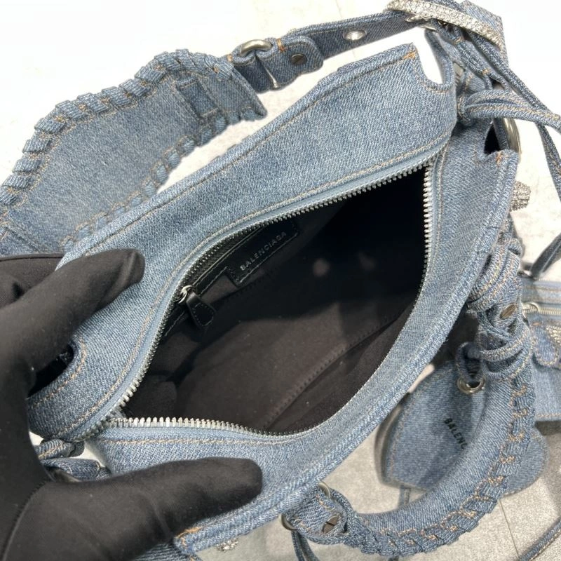 MultiPurpose Balenciaga Neo Cagole Studded Denim Motorcycle Bag - Special Price 72678