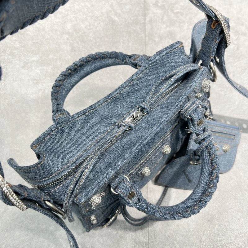 MultiPurpose Balenciaga Neo Cagole Studded Denim Motorcycle Bag - Special Price 72678