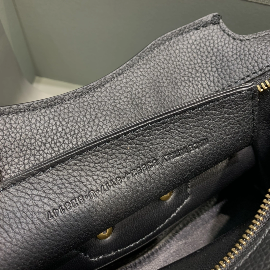 Balenciaga Neo  Black Litchi Motorcycle Bag with Gold Accents Bold 64661