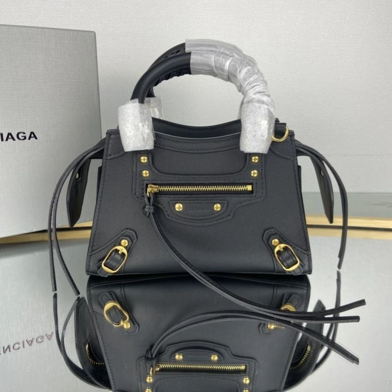Balenciaga Neo  Black Motorcycle Bag with Gold Studs Upgraded 75338
