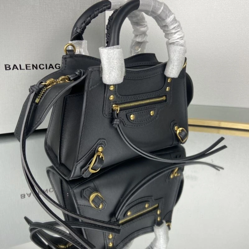 Balenciaga Neo  Black Motorcycle Bag with Gold Studs Upgraded 75338