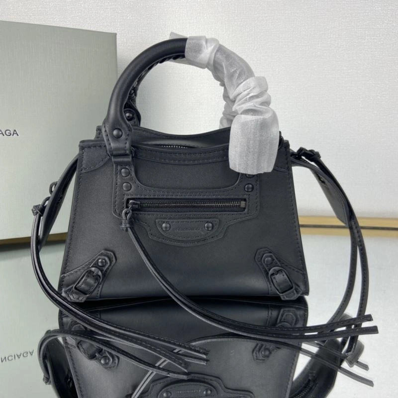 NewStyle Balenciaga Neo  Studded Motorcycle Handbag - Black 75358