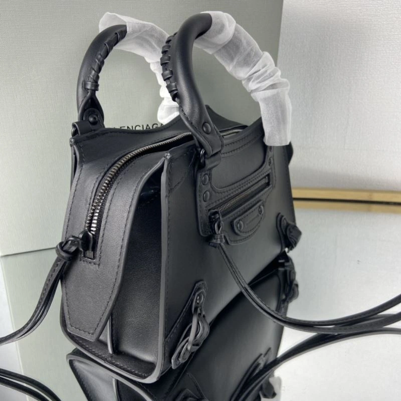 NewStyle Balenciaga Neo  Studded Motorcycle Handbag - Black 75358
