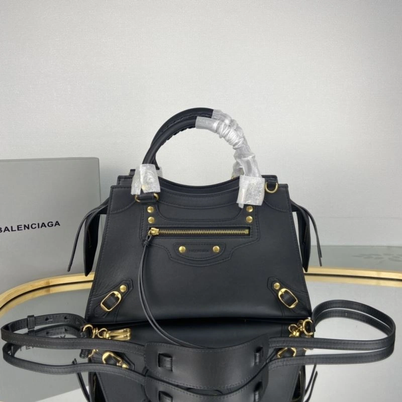 FashionForward Balenciaga Neo  Trapezoidal Motorcycle Bag with Gold Studs 75334