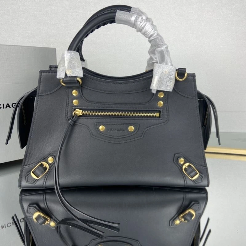 FashionForward Balenciaga Neo  Trapezoidal Motorcycle Bag with Gold Studs 75334