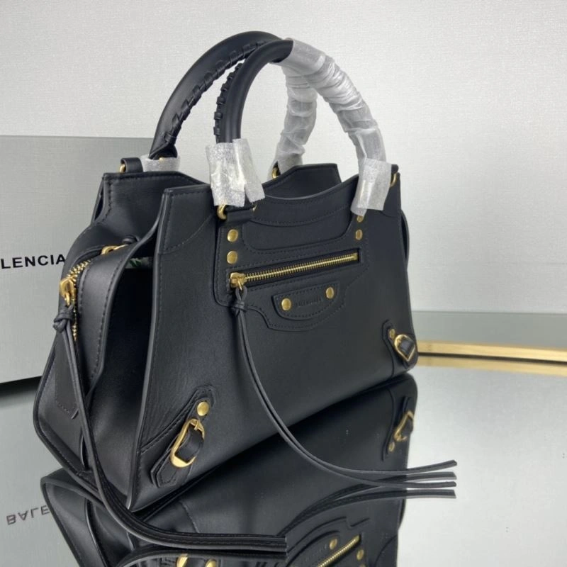 FashionForward Balenciaga Neo  Trapezoidal Motorcycle Bag with Gold Studs 75334
