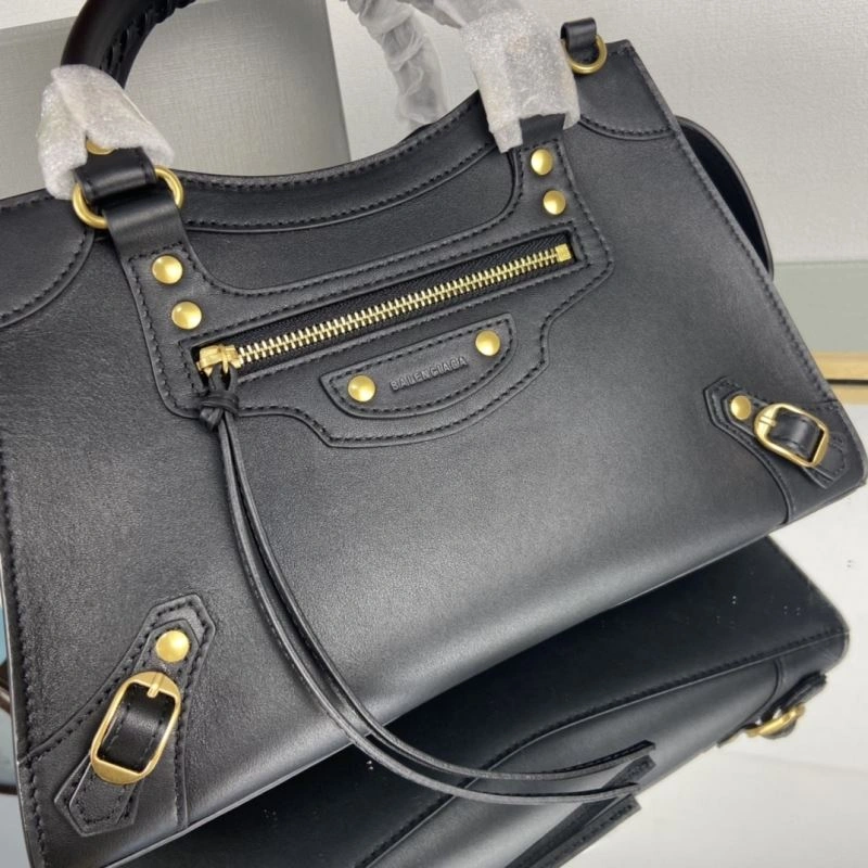 FashionForward Balenciaga Neo  Trapezoidal Motorcycle Bag with Gold Studs 75334