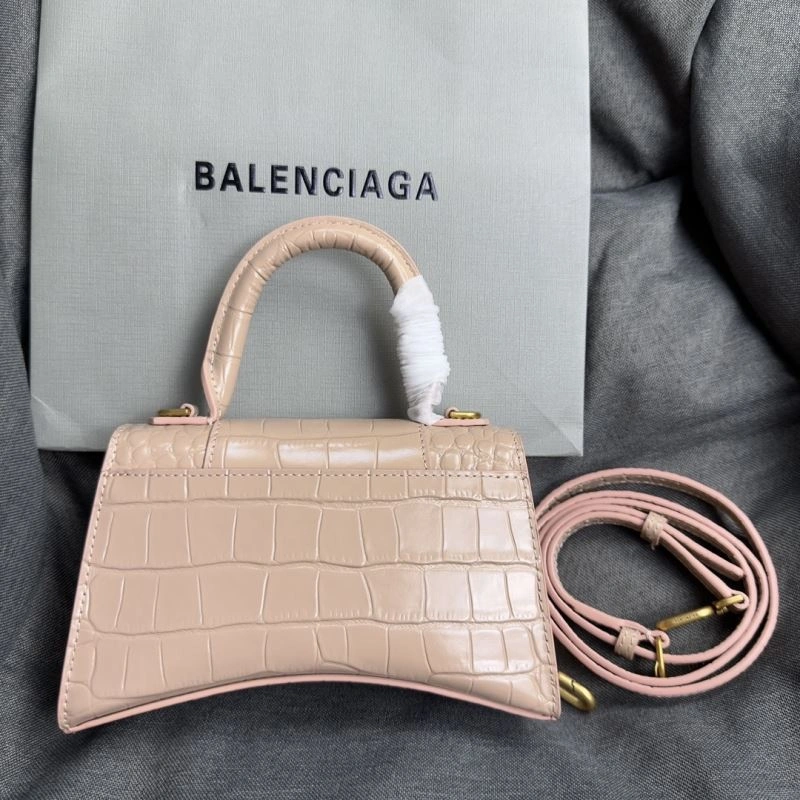 Balenciaga Nude Pink Crocodile Hourglass XS Bag with Gold Buckle EasyCare 70002