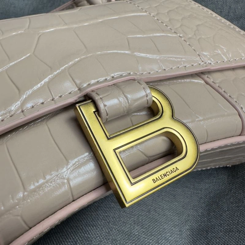 Balenciaga Nude Pink Crocodile Hourglass XS Bag with Gold Buckle EasyCare 70002