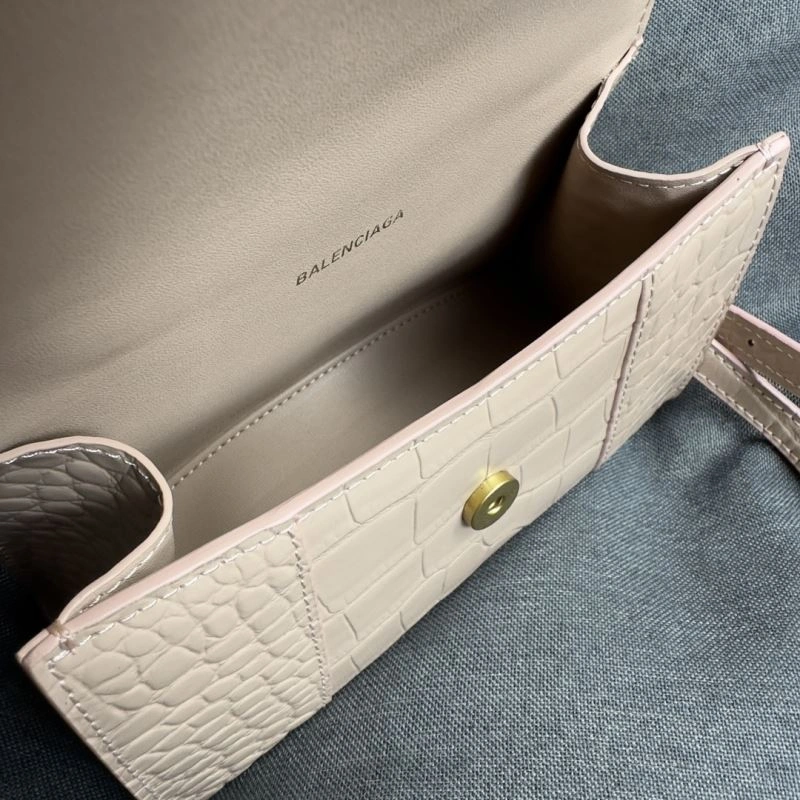 Balenciaga Nude Pink Crocodile Hourglass XS Bag with Gold Buckle EasyCare 70002