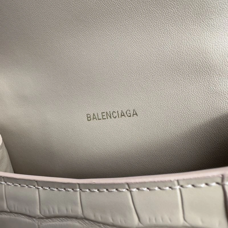 Balenciaga Nude Pink Crocodile Hourglass XS Bag with Gold Buckle EasyCare 70002