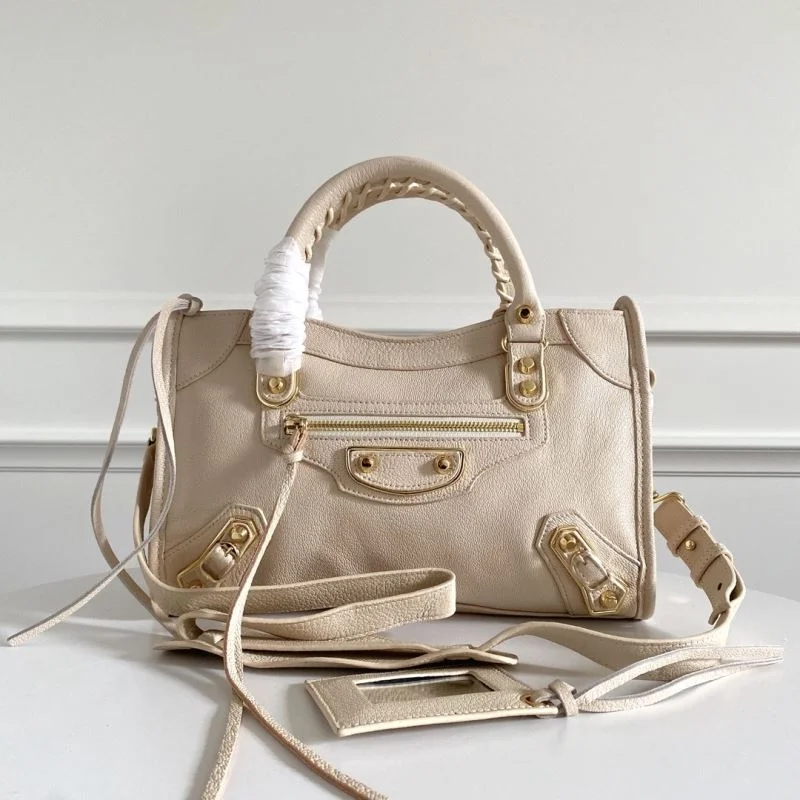 HighPerformance Balenciaga Off-White Goat Leather Motorcycle Bag with Studs 38302