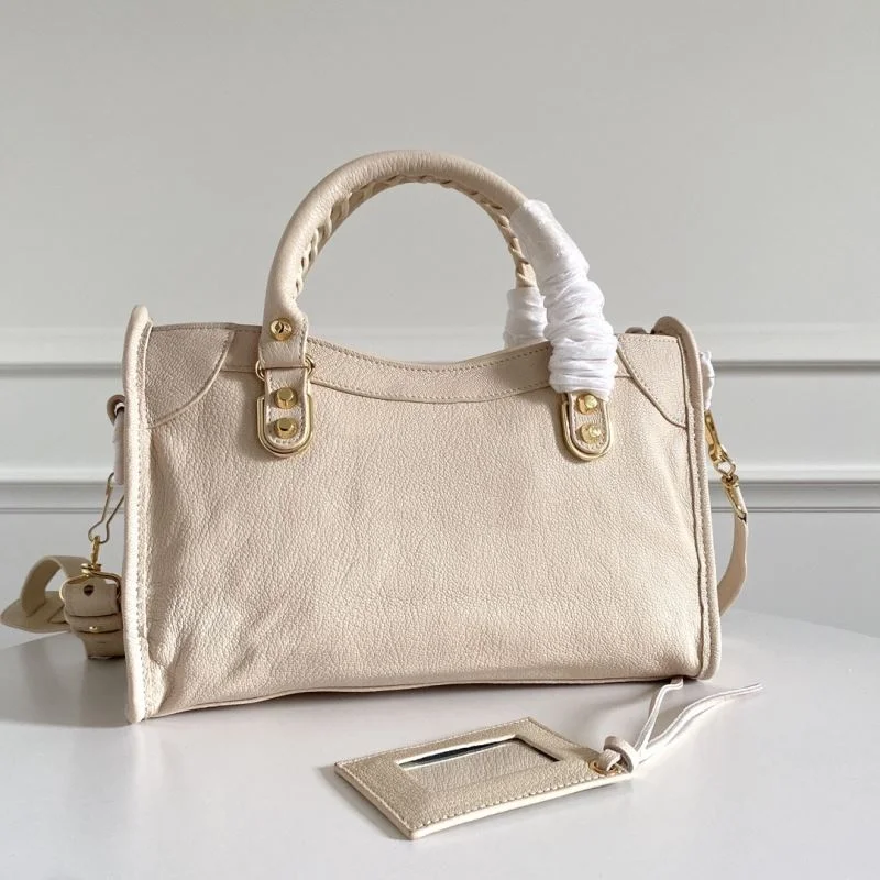 HighPerformance Balenciaga Off-White Goat Leather Motorcycle Bag with Studs 38302