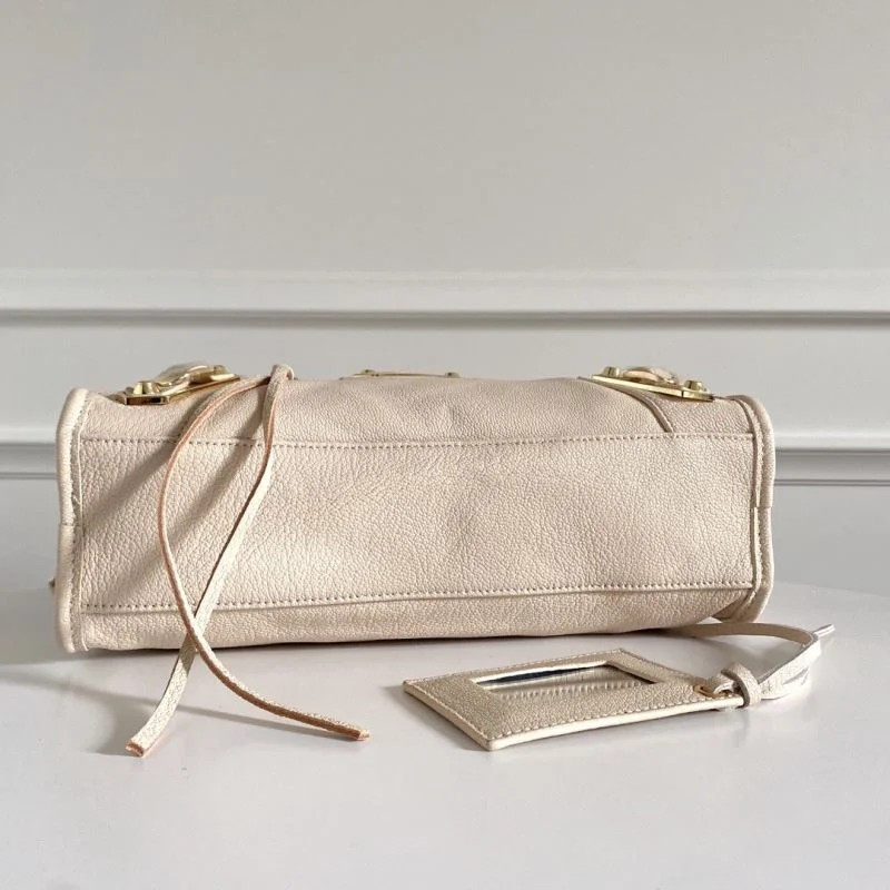 HighPerformance Balenciaga Off-White Goat Leather Motorcycle Bag with Studs 38302