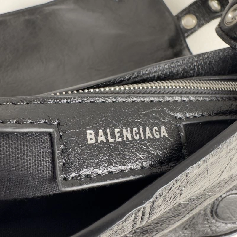 Balenciaga Oil Wax Black Horizontal Motorcycle Crossbody Bag AllSeason 70063