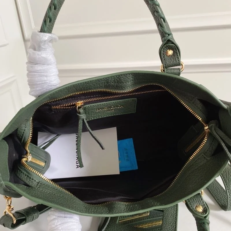 EasyMatch Balenciaga Olive Green Goatskin Motorcycle Bag with Gold Buckle 38319