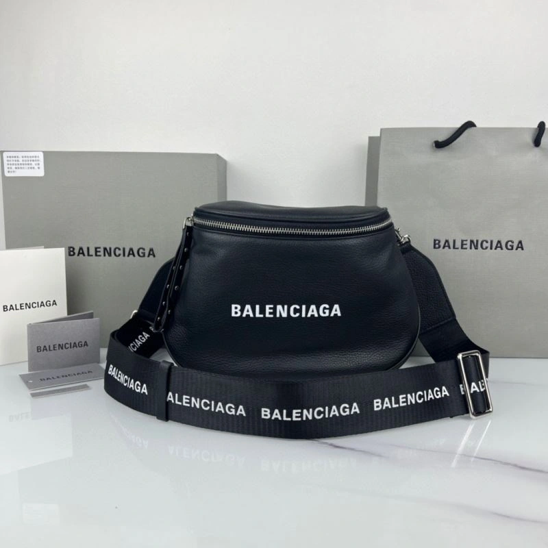 FashionForward Balenciaga Oval Logo Crossbody Motorcycle Bag in Calfskin 75240