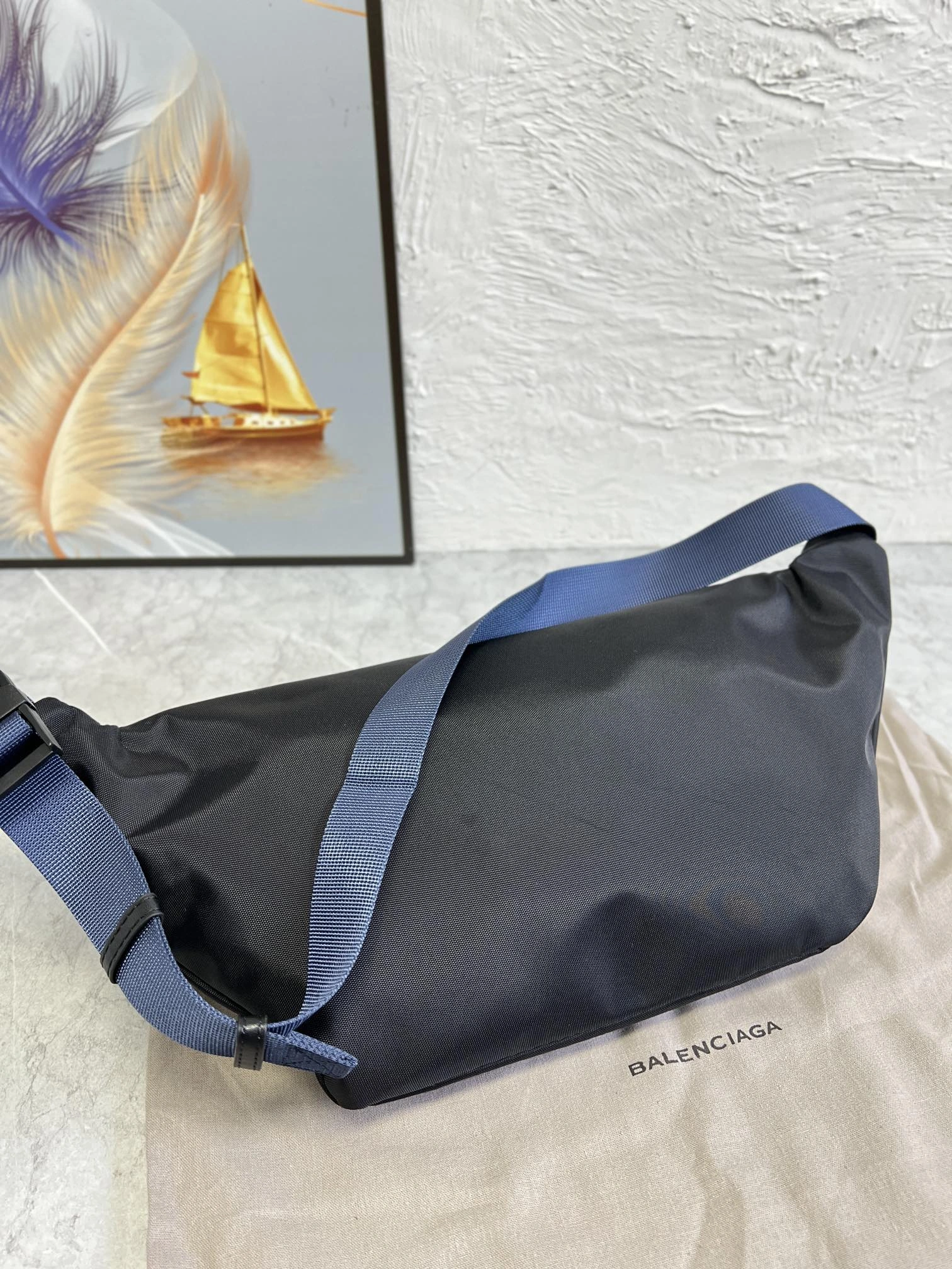 Affordable Balenciaga Paris Explorer Embroidered Waist Bag - Black 60859