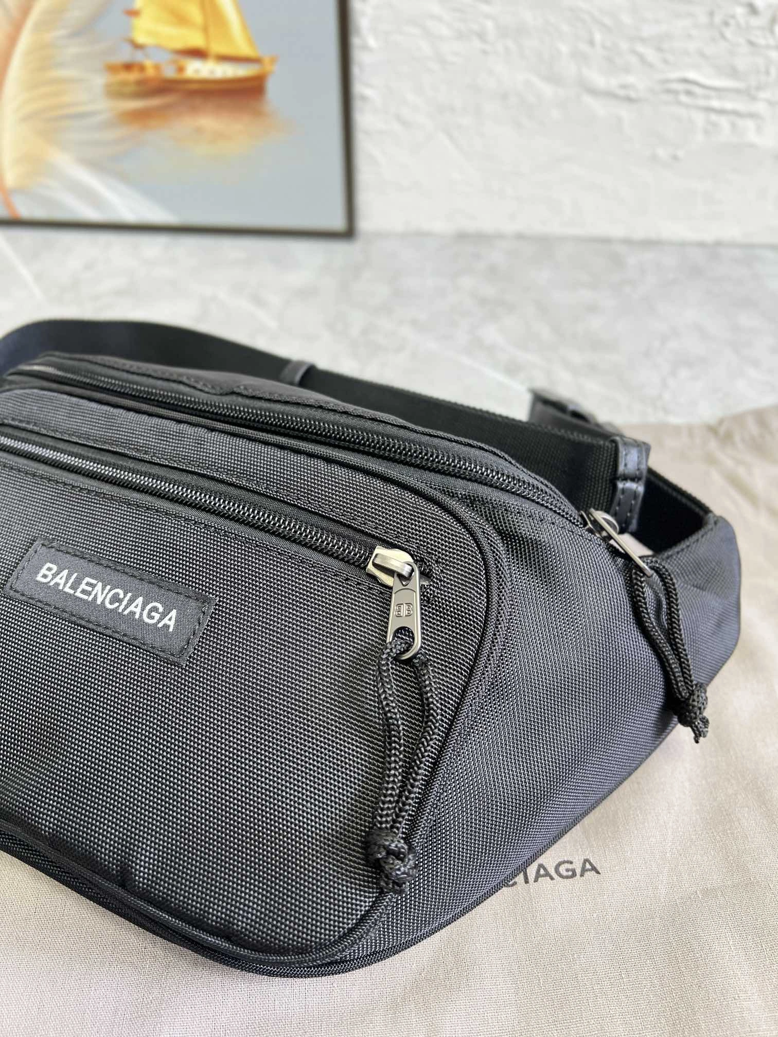 Minimalist Balenciaga Paris Explorer  Canvas Waist Bag - Black 60893
