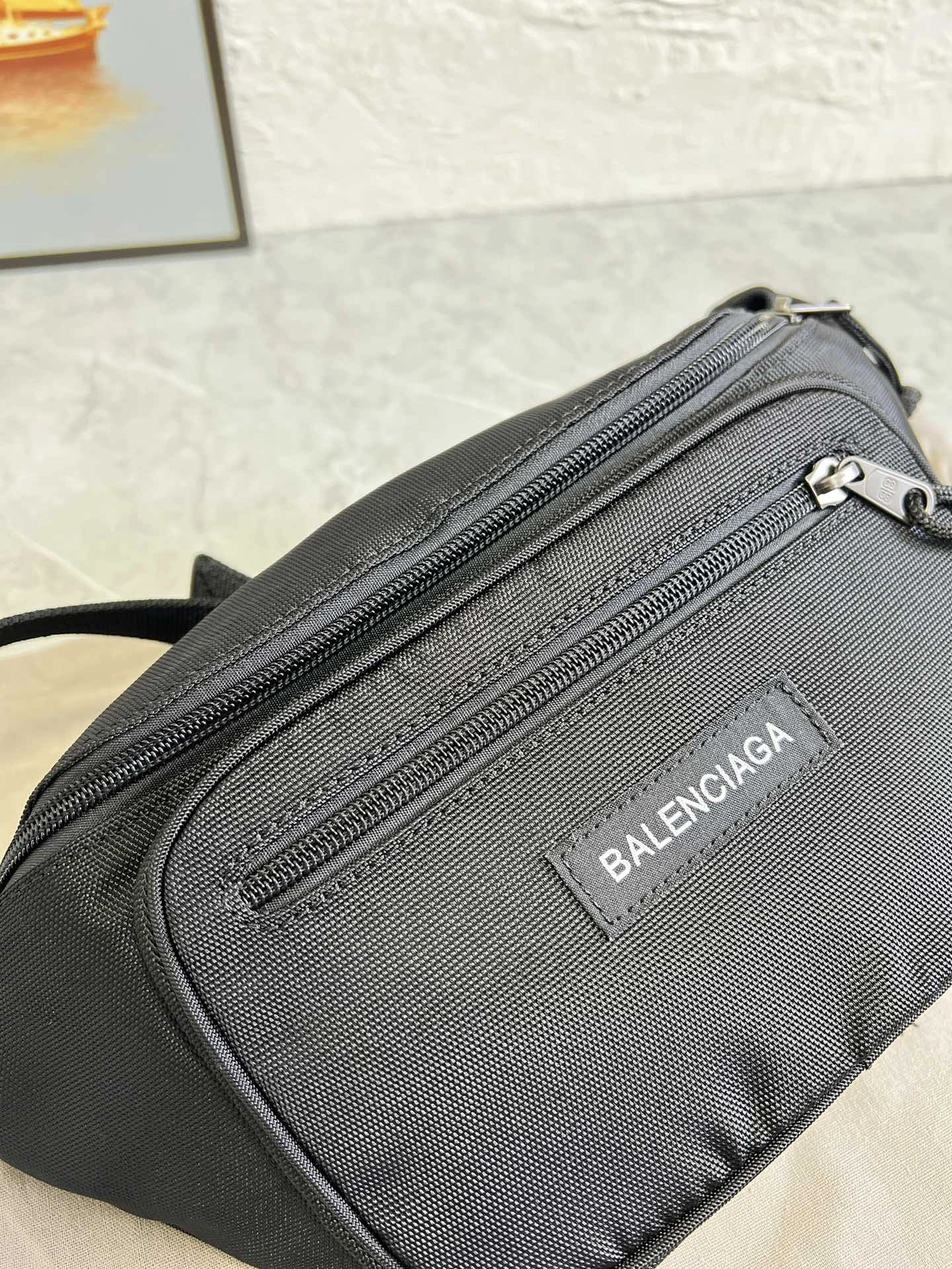 Minimalist Balenciaga Paris Explorer  Canvas Waist Bag - Black 60893