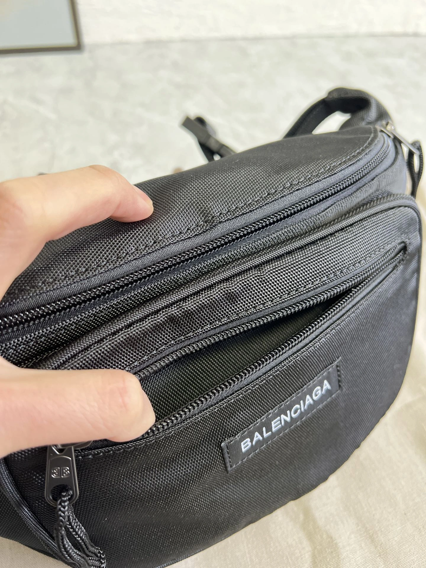 Minimalist Balenciaga Paris Explorer  Canvas Waist Bag - Black 60893