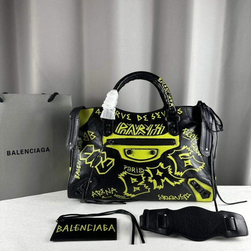 Sophisticated Balenciaga Paris Graffiti Mini City Handcrafted Sheepskin Bag 70062