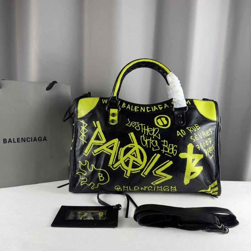 Sophisticated Balenciaga Paris Graffiti Mini City Handcrafted Sheepskin Bag 70062