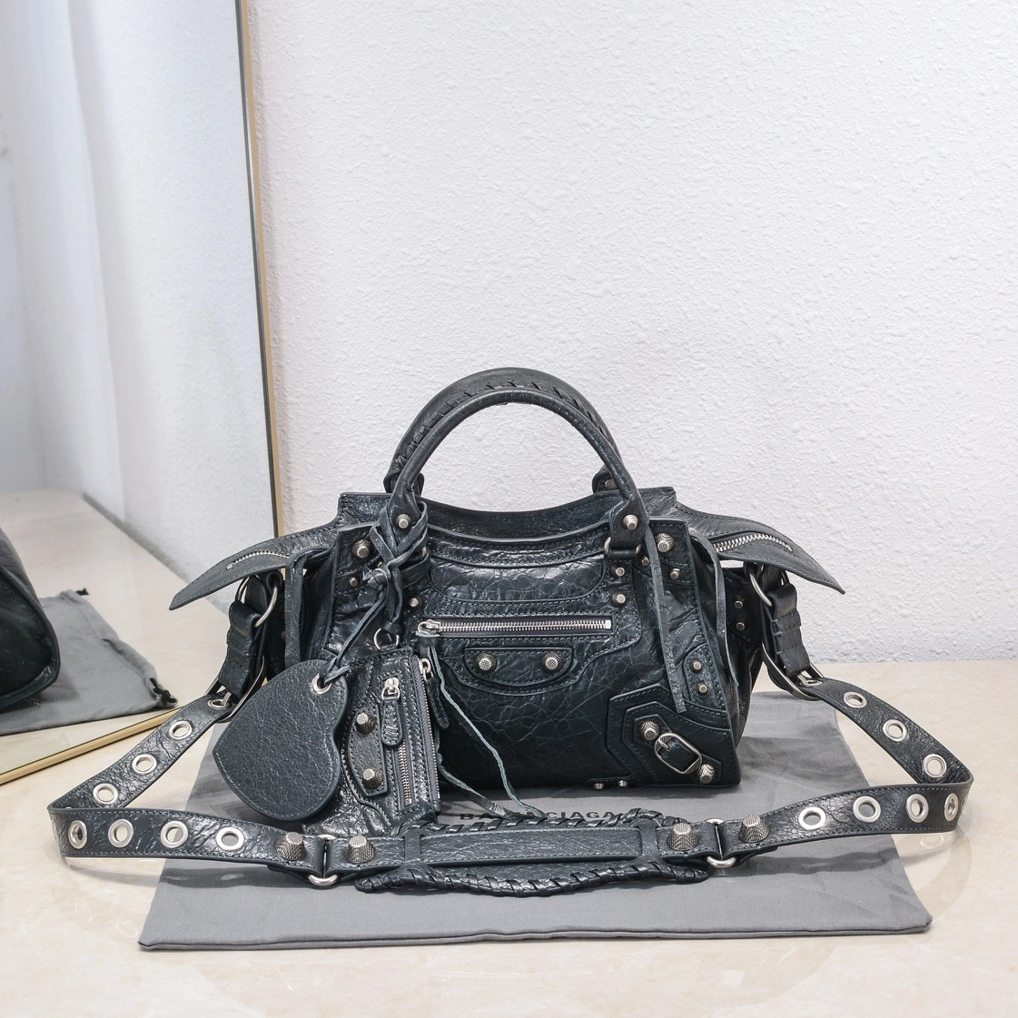 Balenciaga Paris Neo Cagole Heart Mirror Motorcycle Bag NewStyle 60976