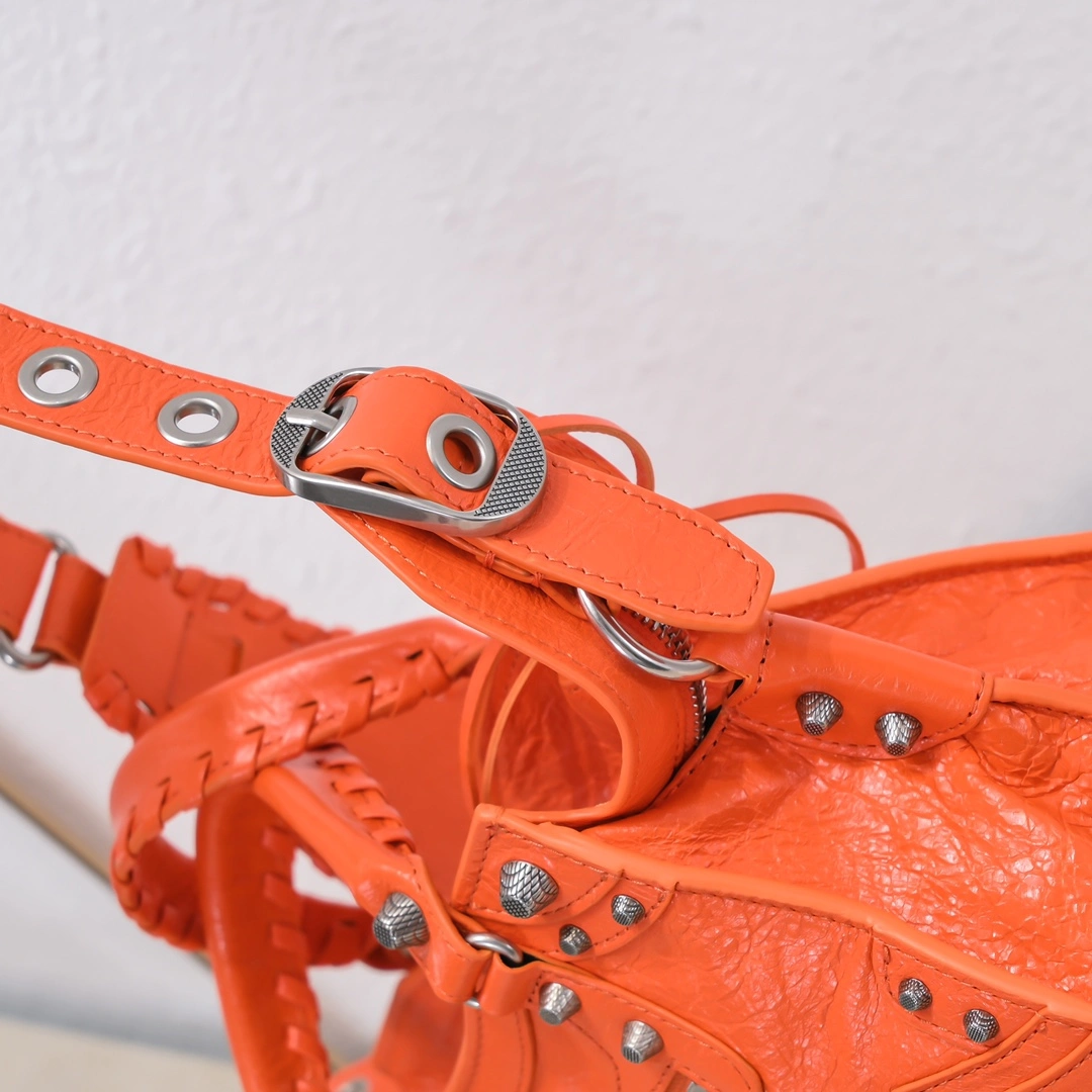 DailyWear Balenciaga Paris Neo Cagole Orange Lambskin Motorcycle Bag 60975