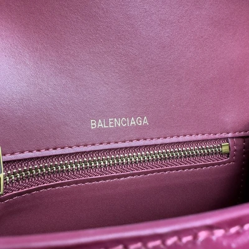 Elegant Balenciaga Peach Pink Crocodile-Pattern Hourglass Bag S Size 70031