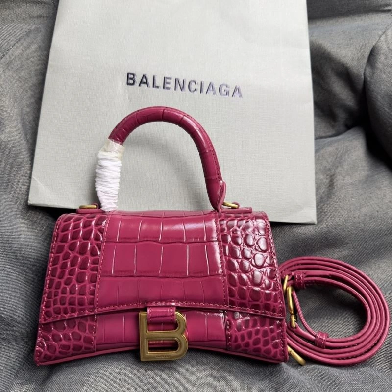 Balenciaga Peach Pink Crocodile Pattern Hourglass XS Bag EyeCatching 69990