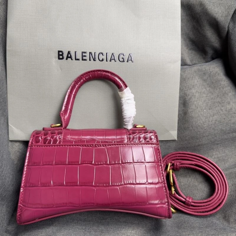 Balenciaga Peach Pink Crocodile Pattern Hourglass XS Bag EyeCatching 69990