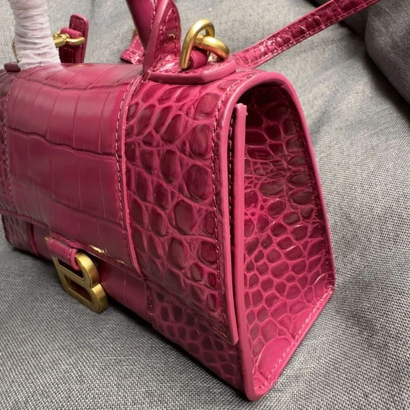 Balenciaga Peach Pink Crocodile Pattern Hourglass XS Bag EyeCatching 69990